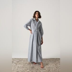 Luxmii Halvar Maxi Dress French Blue Stripe NWT Large